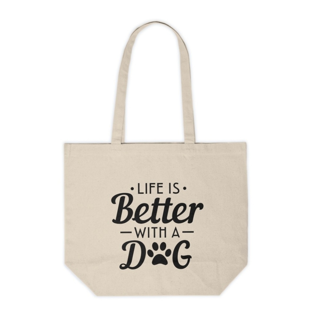 Life Is Better With A Dog Custom Canvas Tote Bag